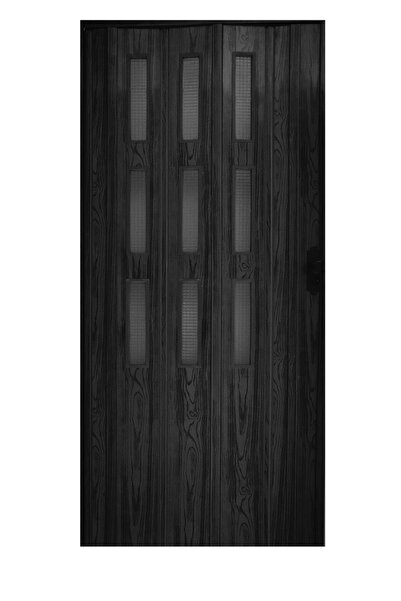 ERİKMANN Akordiyon Kapı 130cm H215 Karaağaç Camlı Pvc Antrasit Katlanır