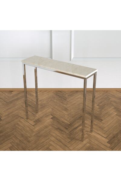 Evka Shiny Konsol Paslanmaz Ayak Bej Mermer Tabla