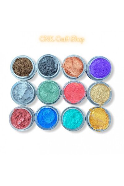 cnk craft shop Epoksi Reçine Mini Sedef Toz Pigment Boya Seti , Epoksi Renk Pigment Set 12 Adet X 10ml