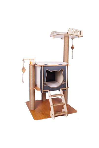 Patihomes Xl VIP Storey Beded Cat House - Cat Scratch Gray