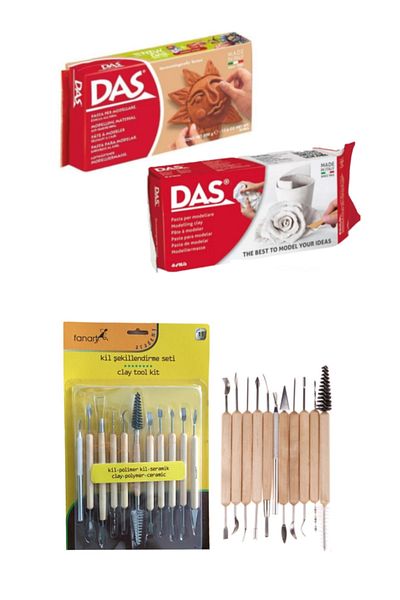 GLANCE 500Gr Ceramic Clay - 2-Piece White Coffee, 11-Piece Styling Set