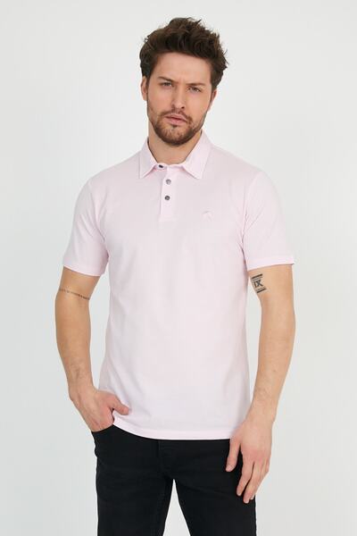 ENQUE Ανδρικό μπλουζάκι Basic Polo Neck Plain Comfort Powder