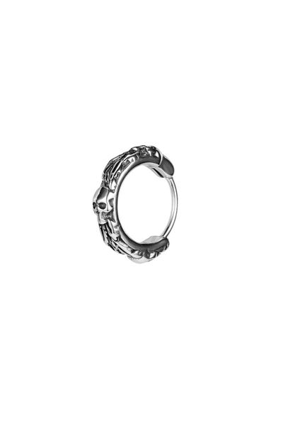 northstarshop Skull Vintage Snap-On Gothic Skull Ring 316l Men's Steel Earring