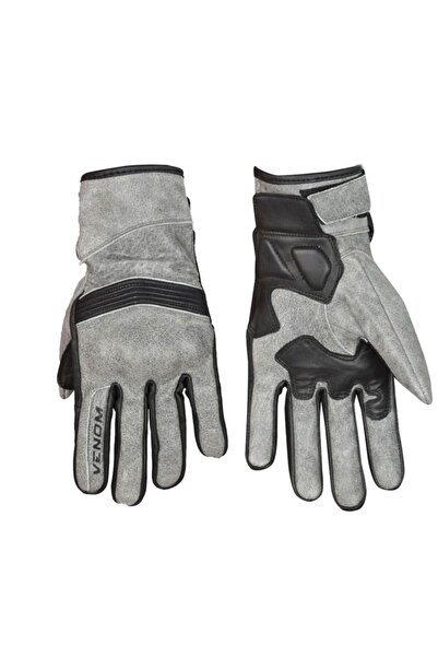 VENOM VN8011 Motosiklet Eldiveni Yazlık Gri-Siyah