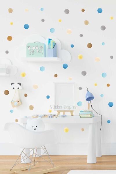 Sticker Ekspres 5 Ve 3 Cm Suluboya Puantiye Duvar Sticker Seti
