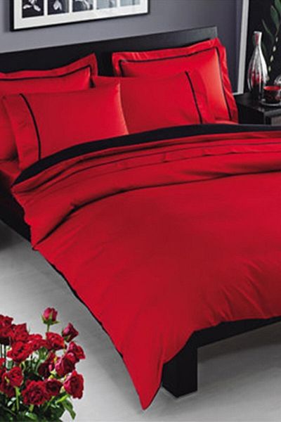 Taç Double Deluxe Satin Duvet Cover Set Prestige Red