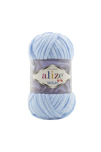 Alize 6 Τεμάχια Baby Blue Velluto Velvet Πλεκτό Χειροποίητο Σχοινί