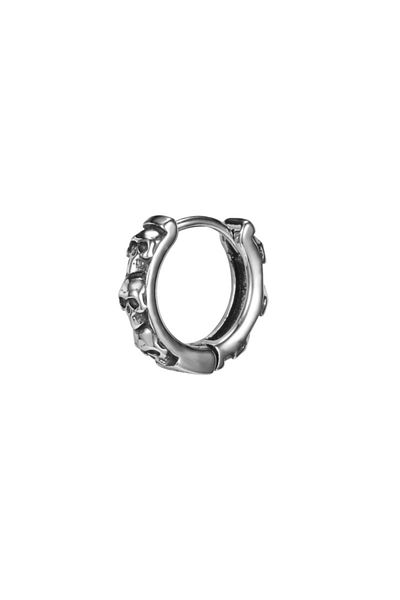 northstarshop Gothic Skull Snap Vintage Triple Skull Hoop Type Biker 316l Men's Steel Earring (single)