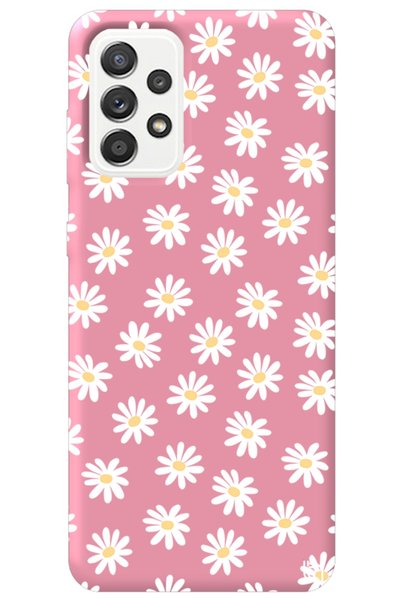 WANNA PROTECT Samsung Galaxy A52 Pink Color Premium Velvet Daisy Patterned Si...