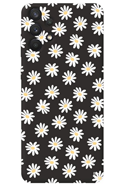 WANNA PROTECT Samsung A32 Siyah Renkli Premium Içi Kadifeli Papatya Desenli S...