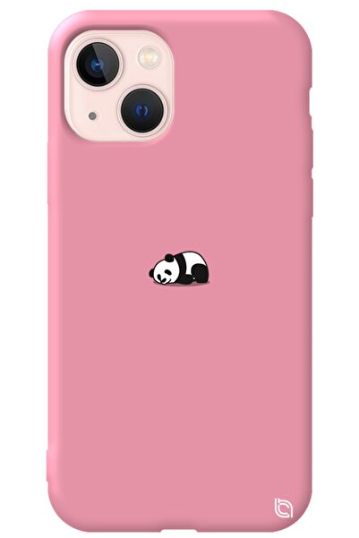 WANNA PROTECT Iphone 13 Pembe Renkli Premium Içi Kadifeli Panda Desenli Silik...