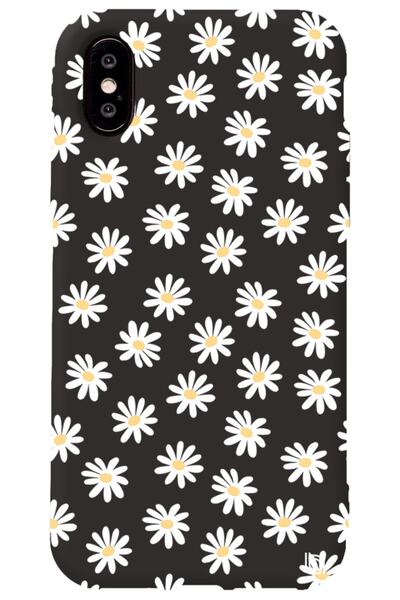 WANNA PROTECT iPhone XS Compatible Black Color Premium Velvet Daisy Patterned...