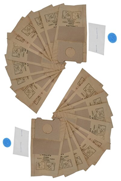 Marketto Philips Athena Hr 1300 Vacuum Cleaner Paper Dust Bag 20 Pieces + 4 M...