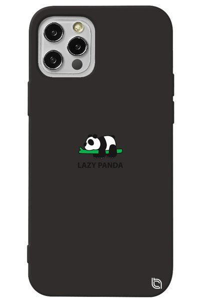 WANNA PROTECT Iphone 13 Pro Siyah Renkli Premium Içi Kadifeli Panda Desenli S...