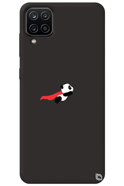 WANNA PROTECT Samsung Galaxy A12 Black Color Premium Velvet Panda Patterned S...