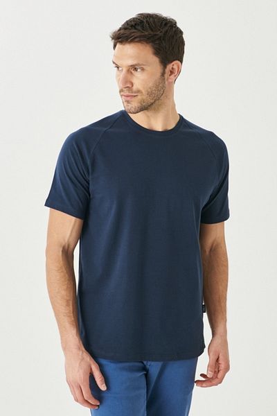 AC&Co / Altınyıldız Classics Men's Navy Blue Slim Fit Slim Fit Crew Neck Cotton Flexible T-Shirt