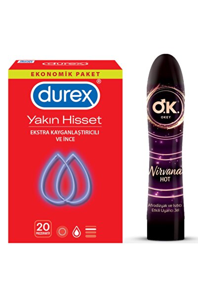 Durex Yakın Hisset Prezervatif 20'li Paket & Okey Nirvana Jel