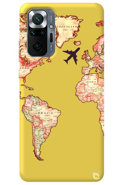 WANNA PROTECT Xiaomi Redmi Note 10 Pro Yellow Color Premium Velvet World Map ...
