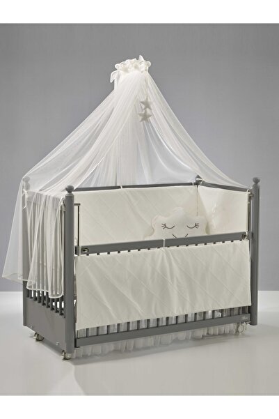 Meltem Smart Mondo Anne Yanı Ahşap Sallanır Beşik 60x120 cm (gri-motto ekru)
