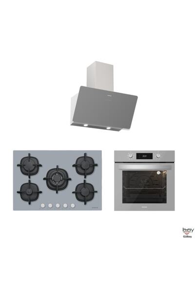 Silverline Gri Cam Ankastre Set 5 Yıl Garanti (3457 Soho 80 Gri+cs5426s01+bo6...