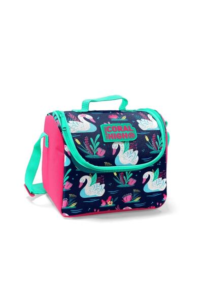 Coral High Kids Neon Coral Navy Blue Thermo Lunch Box 22732