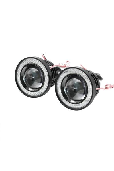 HR PAK 89 mm Mavi Mercekli Angel Led Halkalı Sis Far 4000 Lümen Su Geçirmez