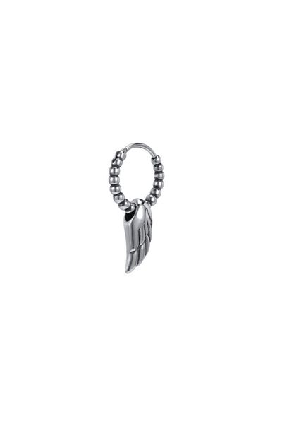 northstarshop Vintage Tribal Design Ring Snap Biker Men's 316l Steel Earrings with Feather Accessories