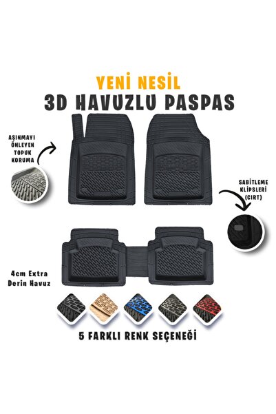 SAFİR Volkswagen Polo 2006 Model 3d Havuzlu Paspas Siyah Renk