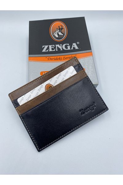 Zenga Genuine Leather A Quality Card Holder Men's Wallet Black - Brown