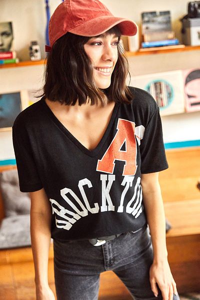 Olalook Tricou negru tricotat A Brocton - Decolteu în V TSH- 19000613