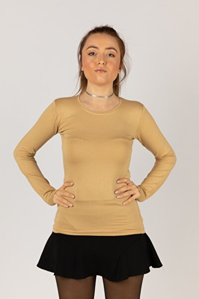 NOBLE STORE Γυναικείο μακρυμάνικο Lycra κορμάκι με στρογγυλή λαιμόκοψη