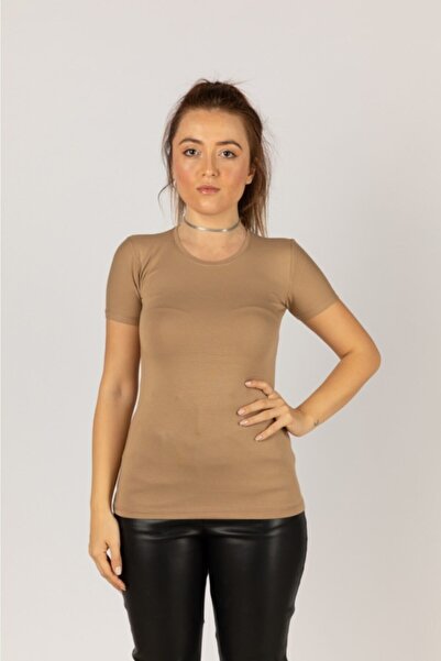 NOBLE STORE Στρογγυλή λαιμόκοψη μισό μανίκι Lycra Βαμβακερό Σώμα