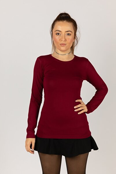 NOBLE STORE Γυναικείο μακρυμάνικο Lycra κορμάκι με στρογγυλή λαιμόκοψη