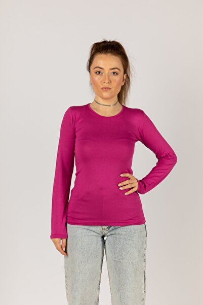 NOBLE STORE Στρογγυλή λαιμόκοψη μακρυμάνικο κορμάκι Lycra