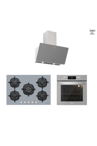 Silverline Gri Cam Ankastre Set 5 Yıl Garanti (3457 Soho 60 Gri+cs5426s01+bo6...