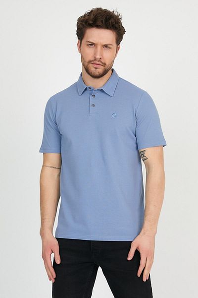 ENQUE Ανδρικό μπλουζάκι Basic Polo Neck Plain Comfort Ice Blue