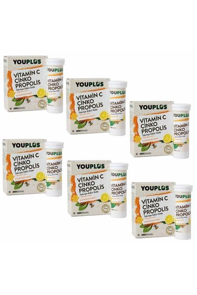 Youplus Vitamin C Zinc Propolis 20 Effervescent Tablets 6 Pack
