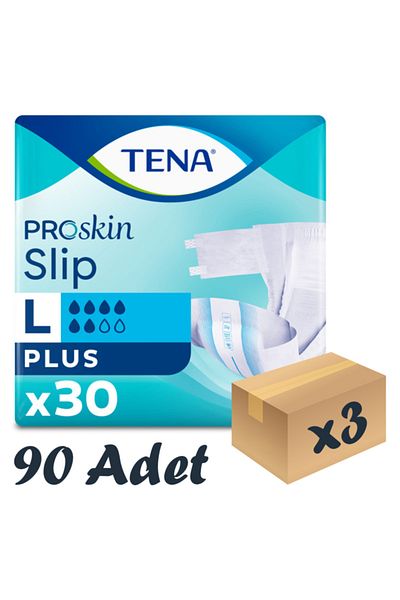 TENA Proskin Slip Plus Waistband Patient Diapers, Large Size (L), 6 Drops, 3 Packs of 30 90 Pieces