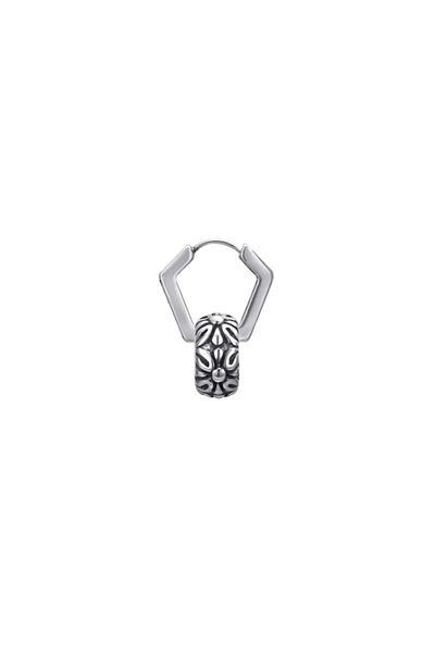 northstarshop Large Antique Design Combination Ring Accessory Snap Hexagon Tribal Men's 316l Steel Earrings