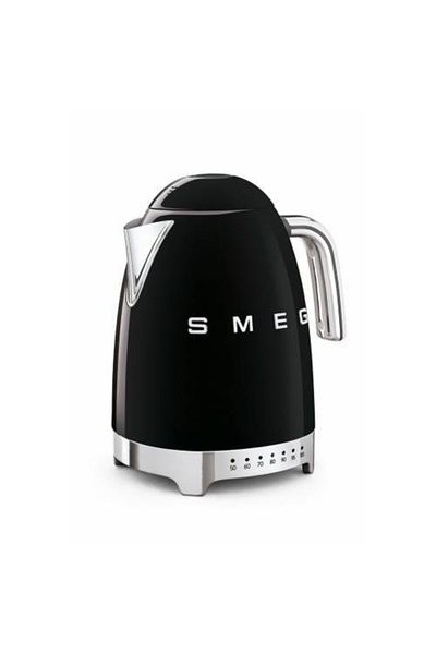 SMEG Klf04bleu غلاية فولاذية سوداء بقوة 2400 واط وسعة 1.7 لتر