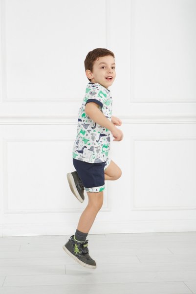 GÖKÇECİK TEKSTİL Children's Dinosaur Summer Set (BOY'S TWO SET) Kidsabu