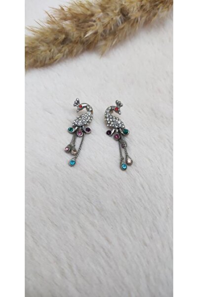 Hd Marketim Kadın Tavus Kuşu Tasarım Swaroski Taşlı Yeni Moda Küpe