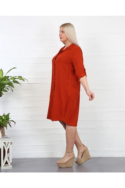 By Alba Collection Women's Cotton Viscose Polka Dot Pattern Large Size Tunic Tile