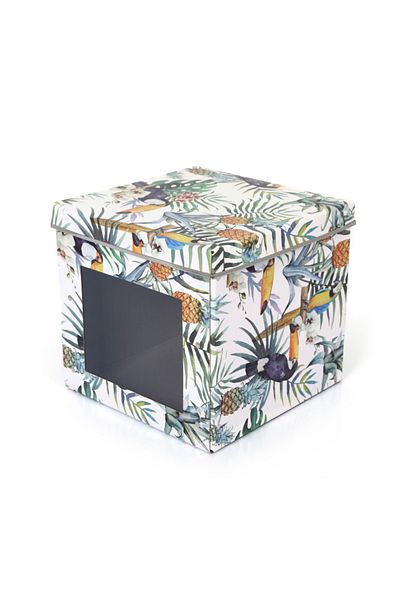 Bosphorus Tropical Patterned Covered Foldable Window Cardboard Box