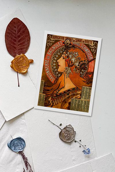 Özer Store 10 Pieces Alfons Mucha Themed Paintings Postcard Set
