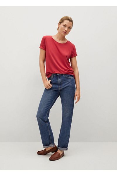 MANGO Woman Tricou casual roșu de damă