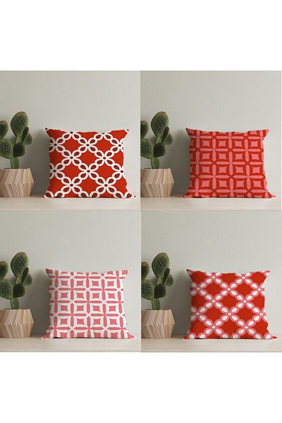 LadiesHome 4 Pieces Special Design Double Sided Digital Printed Throw Pillow Cover