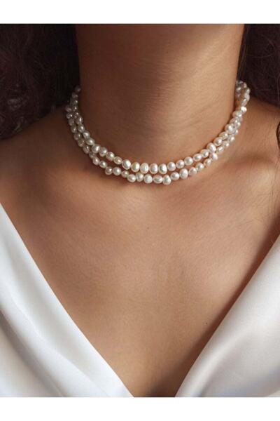 bueistanbul Kadın Ikili Choker Inci Kolye