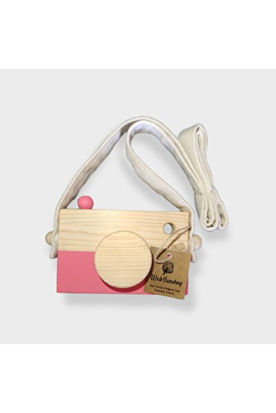 Wooden Waldorf Camera, Educational Baby Camera Toy 2 3 4 5 6 Year Old Boy Girl- Dusty Rose