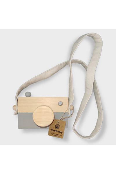 websunday Wooden Waldorf Photo Camera, Educational Baby Camera Toy 2 3 4 5 6 Years Old Boy Girl-grey